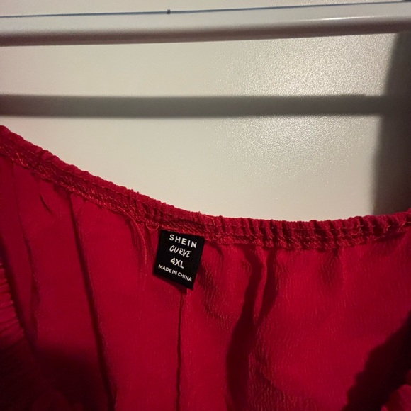 Women's Red Ruffled Top - Picture 2 of 2